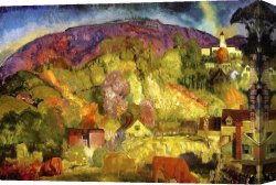 Village Canvas Paintings - The Village on the Hill by George Bellows
