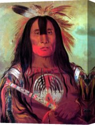 Head Canvas Paintings - Buffalo Bull's Back Fat, Head Chief, Blood Tribe by George Catlin