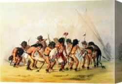 Buffalo Canvas Paintings - Buffalo Dance,circa by George Catlin