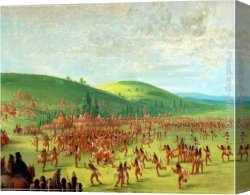 Preparing for The Costume Ball Canvas Paintings - Indian Ball Game by George Catlin