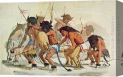 Buffalo Canvas Paintings - Sioux Buffalo Dance by George Catlin
