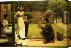 Seller Canvas Paintings - The Goldfish Seller by George Dunlop, R.A., Leslie