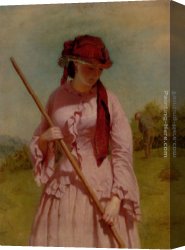 The Daughters of Judah in Babylon Canvas Paintings - The Farmer's Daughter by George Elgar Hicks