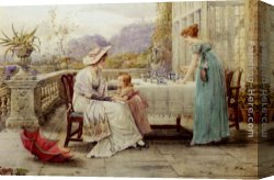 Afternoon Canvas Paintings - Afternoon Tea by George Goodwin Kilburne