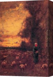 Day) Canvas Paintings - End of Day by George Inness