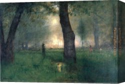 St George And The Dragon, Victory Leading Sketch-model for a Proposed War Memorial Canvas Paintings - The Trout Brook by George Inness