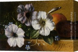 Johannes Vermeer Canvas Paintings - A Still Life with Flowers and Fruit by George Jacobus Johannes Van