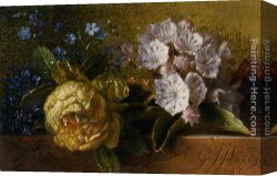 The Torture of St George Michiel Van Coxcie Canvas Paintings - Flowers on a Ledge by George Jacobus Johannes Van