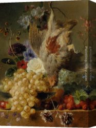 The Torture of St George Michiel Van Coxcie Canvas Paintings - Grapes Strawberries Chestnuts an Apple and Spring Flowers by George Jacobus Johannes Van