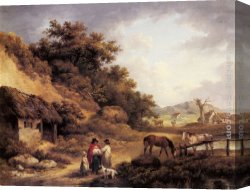 The Gossips Canvas Paintings - Wayside Gossips by George Morland