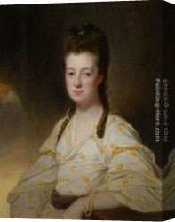Portrait of a Lady Holding a Fan Canvas Paintings - Portrait of a Lady Dorothy Cavendish Wife of William Cavendish Bentinck 3rd Duke of Portland by George Romney