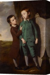 Portrait of a Young Boy Canvas Paintings - Portrait of Two Boys with a Kite by George Romney