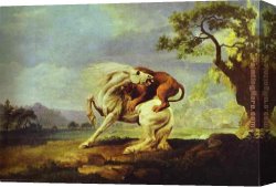 St George And The Dragon, Victory Leading Sketch-model for a Proposed War Memorial Canvas Paintings - Horse Attacked by a Lion by George Stubbs