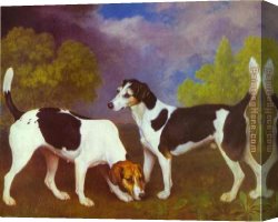 Stubbs Canvas Paintings - Hound and Bitch in a Landscape by George Stubbs