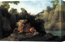 St George And The Dragon, Victory Leading Sketch-model for a Proposed War Memorial Canvas Paintings - Lion Devouring a Horse by George Stubbs