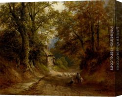Gingerbread Cottage Canvas Paintings - The Old Cottage, Littleover Lane by George Turner