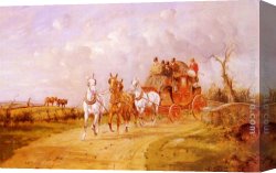 Royal Canvas Paintings - The Royal Mail Crossing A Bridge by George Wright