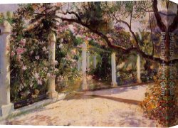 Antoine Canvas Paintings - Almond Trees, Algiers by Georges Antoine Rochegrosse