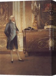 Gentleman Canvas Paintings - A Gentleman Waiting in an Interior by Georges Croegaert