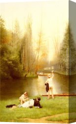 Flirtation Canvas Paintings - Flirtation by Georges Croegaert