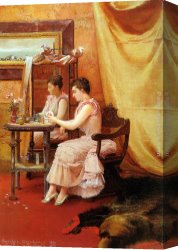 Toilette Canvas Paintings - La Toilette by Georges Croegaert