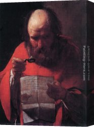 Jerome Canvas Paintings - Saint Jerome Reading by Georges de La Tour