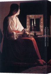 Magdalen Canvas Paintings - The Penitent Magdalen by Georges de La Tour