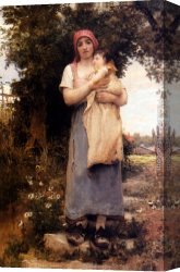 The Foster Mother Canvas Paintings - A Mother Holding Her Child by Georges Laugee