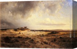 Sky in Honfleur Canvas Paintings - An Extensive Landscape with a Stormy Sky by Georges Michel