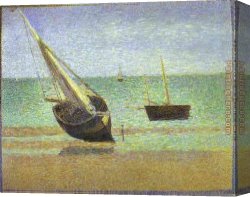 Arrival of The Boats Canvas Paintings - Boats Bateux maree basse Grandcamp by Georges Seurat