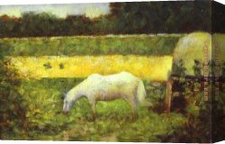 Horse Canvas Paintings - Landscape with a Horse by Georges Seurat