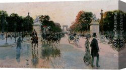 Les Champs Elysees Au Petit Matin Canvas Paintings - Les Champs Elysees au petit matin by Georges Stein