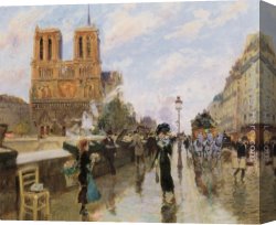 Les Iris Jaunes 1824 Canvas Paintings - Les quais pres de Notre Dame by Georges Stein