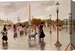 Place Canvas Paintings - Place De La Concorde by Georges Stein