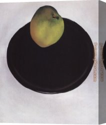 Apple Canvas Paintings - Green Apple on Black Plate 1922 by Georgia O'Keeffe