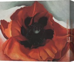 Jaune Poppy Canvas Paintings - Poppy by Georgia O'Keeffe
