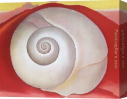 The Model Aline Masson with a White Mantilla Canvas Paintings - White Shell With Red c. 1938 by Georgia O'Keeffe