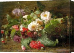 Poppies of Toscano I Canvas Paintings - Poppies and Wild Roses by Geraldine Jacoba Van De Sande Bakhuyzen