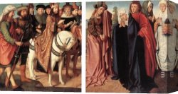 (holy Canvas Paintings - Pilate's Dispute with the High Priest; The Holy Women and St John at Golgotha by Gerard David