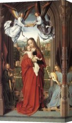 The Virgin And Child with Five Angels Canvas Paintings - Virgin and Child with Four Angels by Gerard David