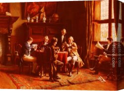 An Interesting Game Canvas Paintings - The Card Game by Gerard Portielje