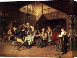 Gerard Canvas Paintings - The Card Trick by Gerard Portielje