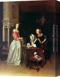 Gerard Canvas Paintings - Curiosity by Gerard ter Borch