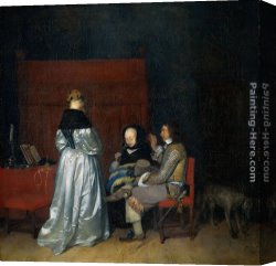 The Conversation Canvas Paintings - Gallant Conversation; known as The Paternal Admonition' by Gerard ter Borch