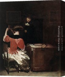 Lessons Canvas Paintings - The Music Lesson by Gerard ter Borch