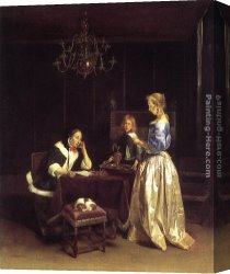 Gerard Canvas Paintings - Woman Reading a Letter by Gerard ter Borch