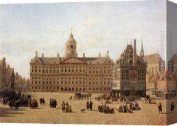 Squares with Concentric Canvas Paintings - Dam Square, Amsterdam by Gerrit Adriaensz. Berckheyde