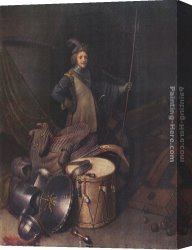 Officer Canvas Paintings - Officer of the Marksman Society in Leiden by Gerrit Dou
