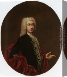 Gentleman Canvas Paintings - Portrait of a Gentleman Half Length Wearing an Embroidered Doublet by Giacomo Ceruti
