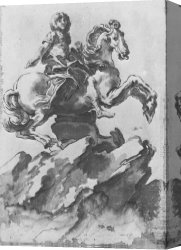 Design for The Grande Galerie in The Louvre Canvas Paintings - Design for the "Equestrian Monument of Louis XIV" by Gian Lorenzo Bernini